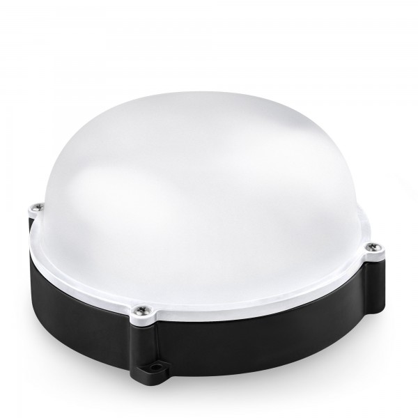 Aplique led redondo negro ext.ip65 12w.n