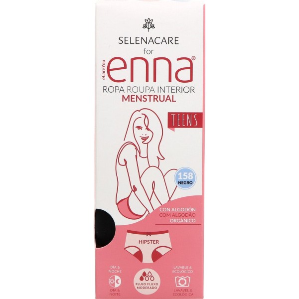 Enna Period Panty Teen Braga Menstrual Adolescente Flujo Medio Negro Talla 158